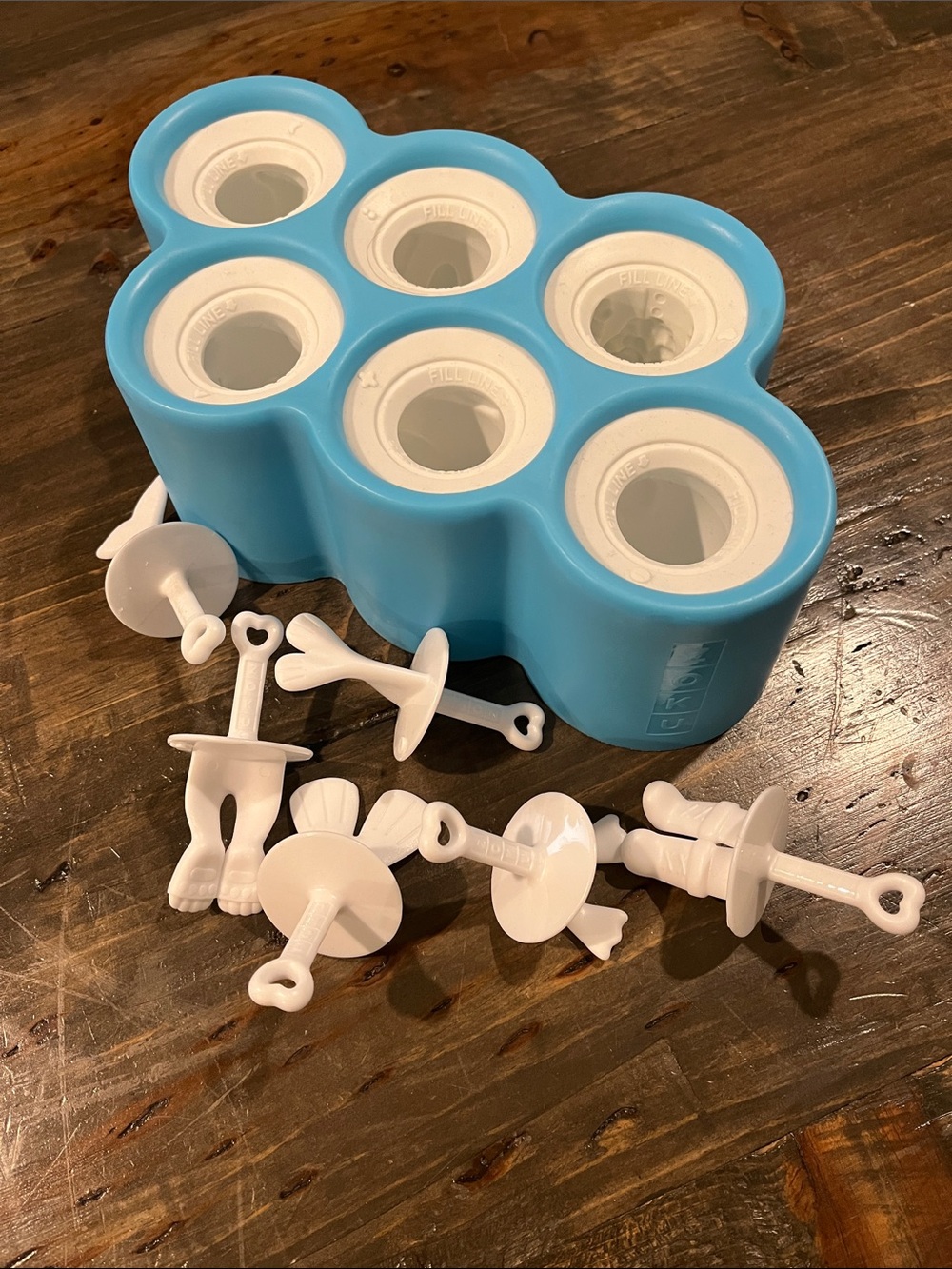 Blue Silicone Popsicle Mold Set with White Plugs